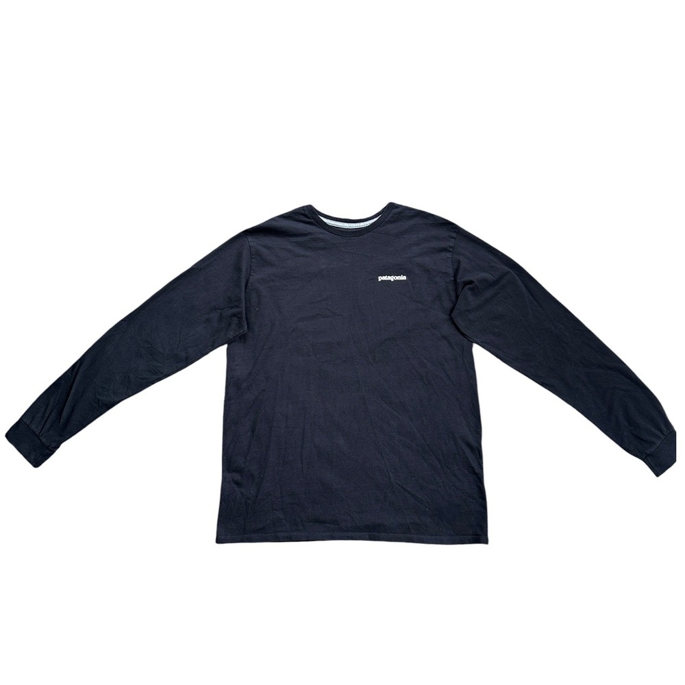 Patagonia Responsibili-Tee Long Sleeve Mens M Black P-6 Logo Graphic T-Shirt - Picture 3 of 5